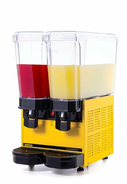 SAMIXIR Klasik Twin Karıştırıcılı Soğuk İçecek Dispenseri 20+20 Litre Sarı ürün görseli 1