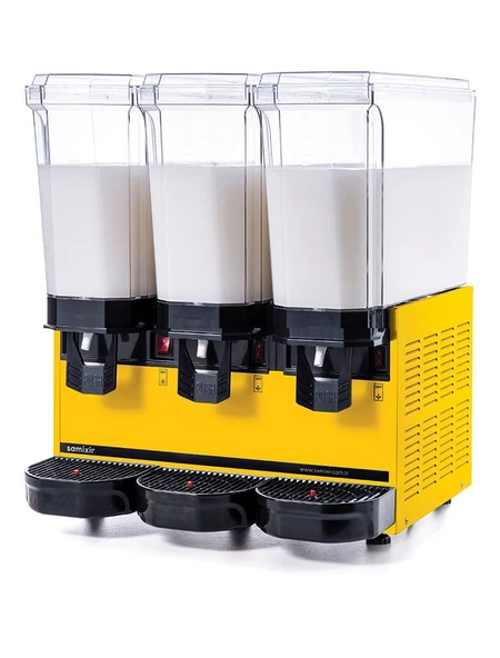 SAMIXIR Klasik Triple Karıştırıcılı Soğuk İçecek Dispenseri 20+20+20 Litre Sarı ürün görseli 1