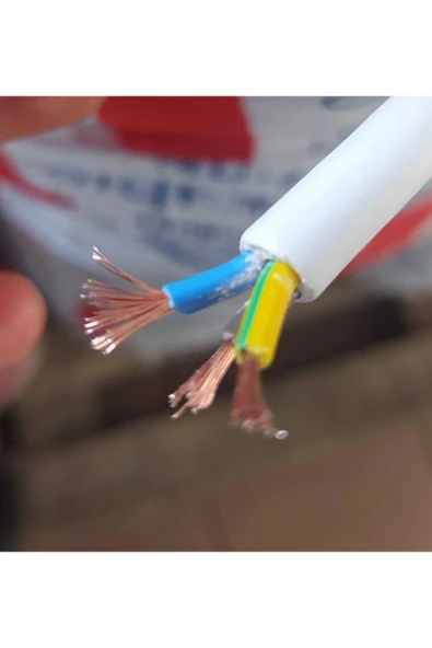 İNWATT 3x2.5 Ttr 100 Metre Çok Telli Beyaz Renk Izolasyonlu Topraklı Seyyar Elektrik Kablosu ürün görseli 1