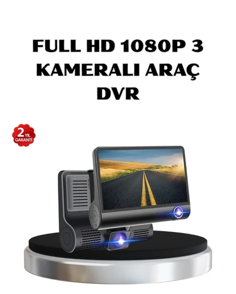 Full Hd Araç Kamerası 3’lü 4.0” Ekranlı Ve Hdr Gece Görüşlü ürün görseli 1