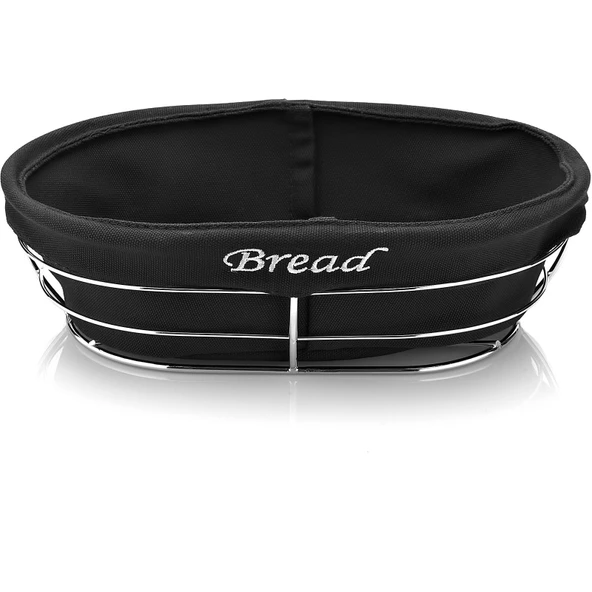 Siyah Bezli Oval Ekmek Sepeti 26*17 Cm ürün görseli 1