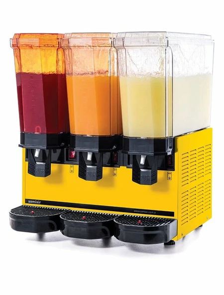 SAMIXIR Klasik Triple Fıskiyeli Soğuk İçecek Dispenseri 20+20+20 Litre Sarı ürün görseli 1