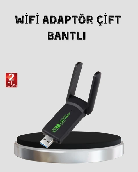 1200 Mbps Dual Band Wifi Adaptör – 5.8g & 2.4g Çift Antenli ürün görseli 1