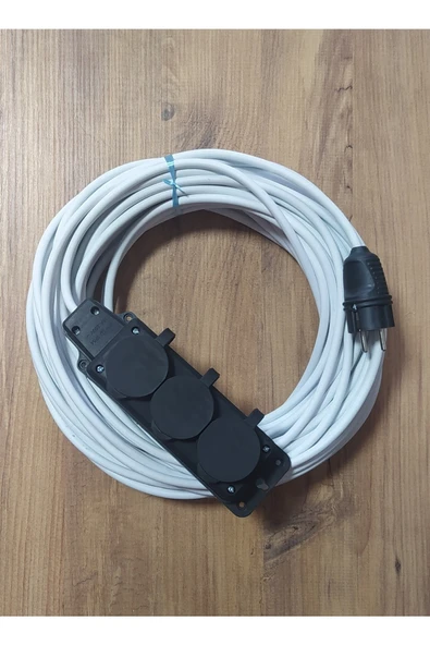 İNWATT 3x2.5 Ttr 25 Metre Çok Telli Beyaz Renk Izolasyonlu Topraklı Üçlü Grup Priz Seyyar Uzatma Kablosu ürün görseli 1