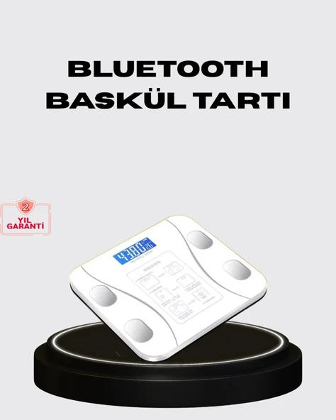 Akıllı Dijital Baskül – Bluetooth Bağlantılı, 8 Ölçüm Verili, Akıllı Vücut Analiz Tartısı ürün görseli 1