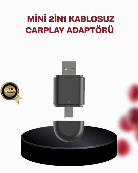 Kablosuz Carplay Adaptörü – Bluetooth 5.4 Ve Wi-fi 6 Teknolojili Tak & Çalıştır Dönüştürücü ürün görseli 1