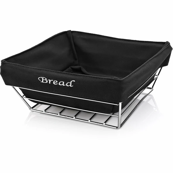 Siyah Bezli Kare Ekmek Sepeti 22*9 Cm ürün görseli 1