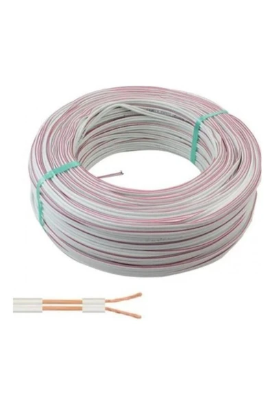 İNWATT 10 Metre 2 x 0,75 Kablo Yassı Kordon Hoparlör Led Elektrik Kablosu Beyaz ürün görseli 1