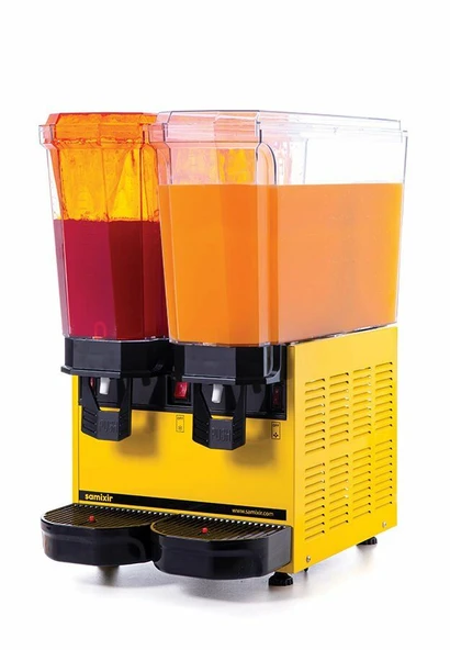 SAMIXIR Klasik Twin Fıskiyeli Ve Karıştırıcılı Soğuk İçecek Dispenseri 20+20 Litre Sarı ürün görseli 1