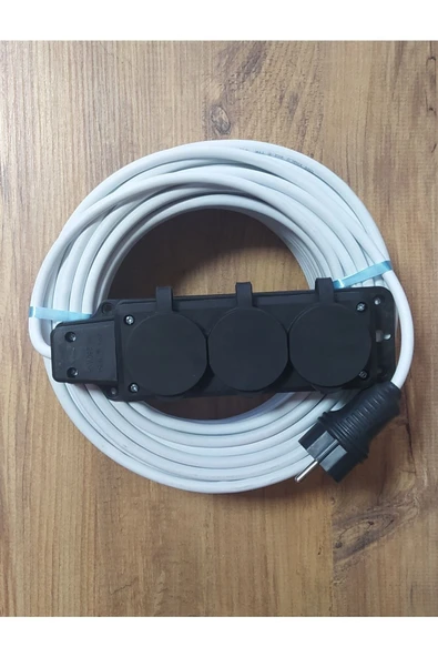 İNWATT 3x2.5 Ttr 50 Metre Çok Telli Beyaz Renk Izolasyonlu Topraklı Üçlü Grup Priz Seyyar Uzatma Kablosu ürün görseli 1