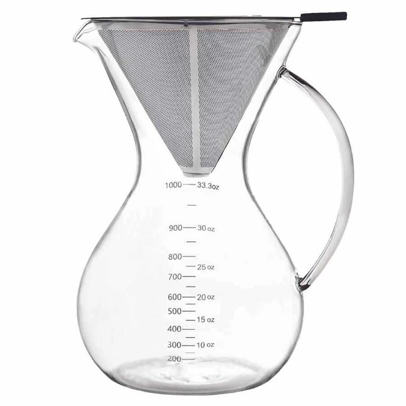 Cam Kahve Demleme-Filtreli 1000 ML ürün görseli 1