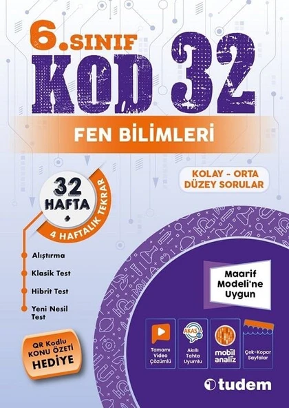 Tudem 6. Sınıf Fen Bilimleri Kod 32 Tekrar Testleri Tudem Yayınları ürün görseli 1