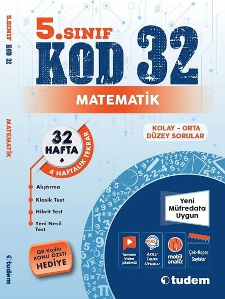 Tudem 5. Sınıf Matematik Kod 32 Tekrar Testleri Tudem Yayınları ürün görseli 1