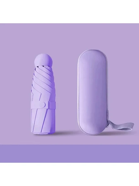 6 Telli Mini Cepboy Kapsullü Şemsiye -Lila ürün görseli 1