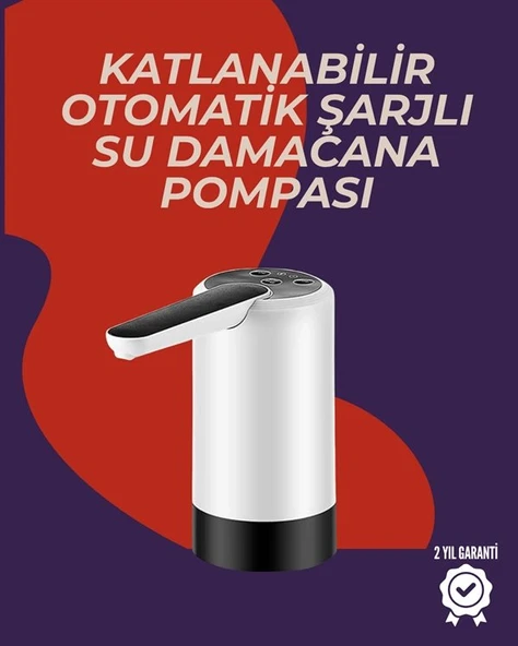 Otomatik Daana Su Pompası | 40-80 Saniye Zaman Ayarlı | %90 Açılabilir Hijyenik Tasarım | Şarjlı Ve Portatif ürün görseli 1
