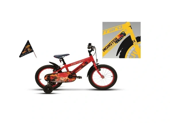 CARRARO MONSTER ERKEK ÇOCUK BİSİKLETİ 220H V 16 JANT SARI GRİ SİYAH ürün görseli 1