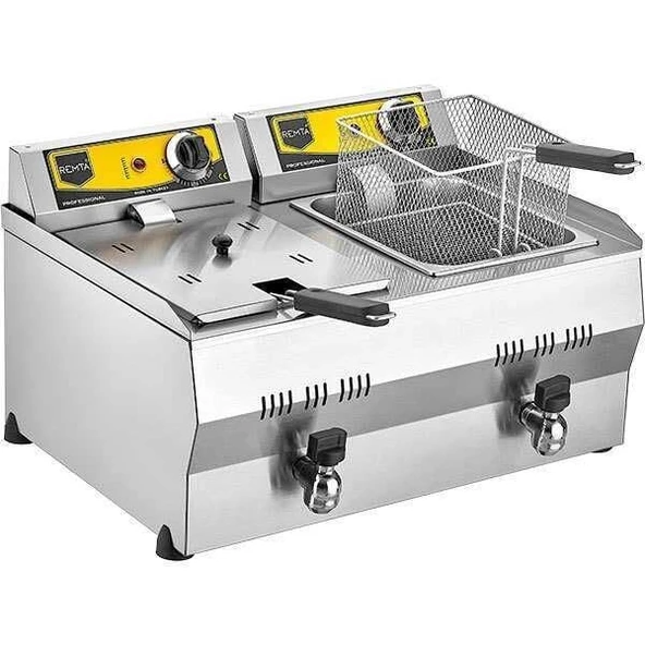 Remta Elektrikli Fritöz 8+8 Litre (Tahliye Musluklu) ürün görseli 1