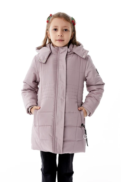 Kız Çocuk Kapüşonlu Kışlık Şişme Mont 51355 ürün görseli 1