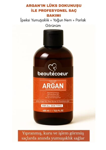 Beautecoeur Argan içerikli nemlendirici ve besleyici saç bakım kremi ürün görseli 1