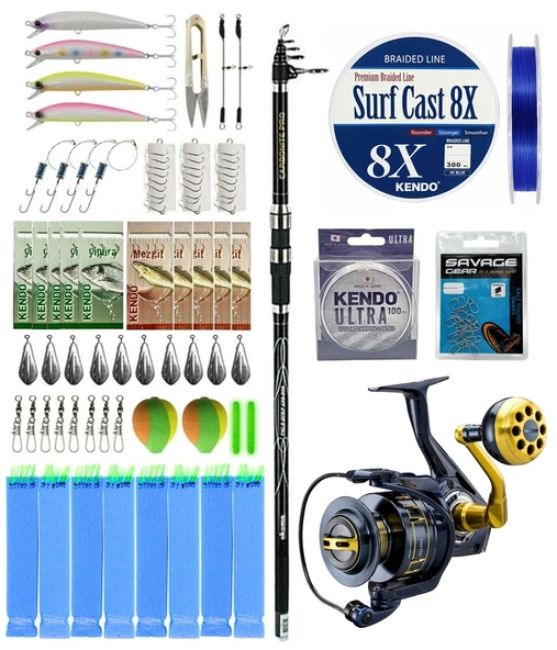 YekOutdoor Surf Olta Seti Okuma Carbonite Pro Tele Surf 420 cm Surf Kamışı&Okuma Salina SA-8000A Olta Makinesi ürün görseli 1