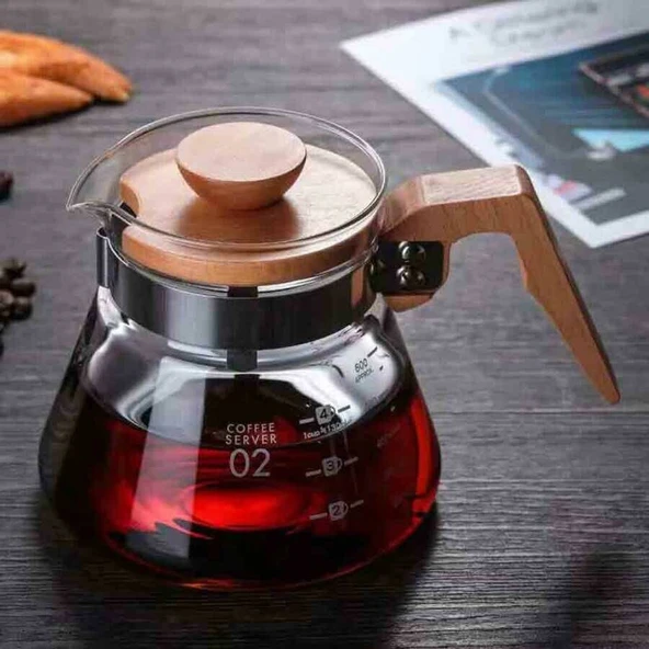 Kahve Sürahisi Ahşap Sap - 600 ML ürün görseli 1