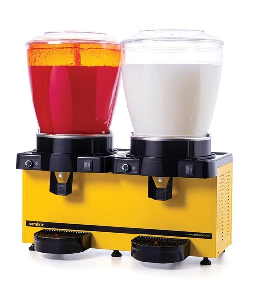 SAMIXIR Panoramik 22 Twin Fıskiyeli ve Karıştırıcılı Soğuk İçecek Dispenseri 22+22 Litre ürün görseli 1