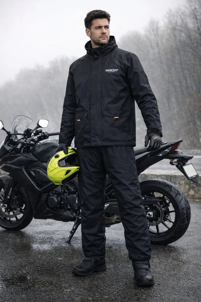 YAĞMURLUK MOTOYC RAİNCOAT ALT-ÜST TAKIM SİYAH ürün görseli 1