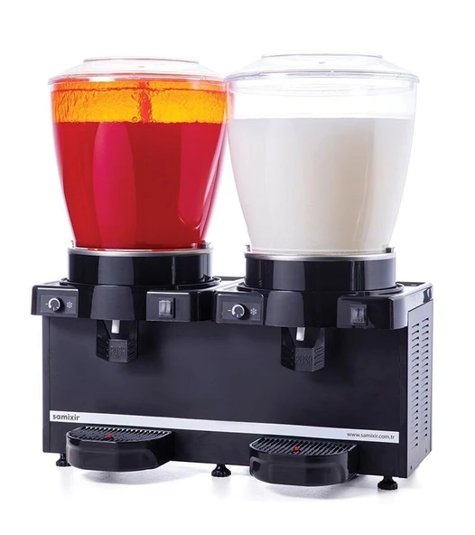 SAMIXIR Panoramik 22 Twin Fıskiyeli ve Karıştırıcılı Soğuk İçecek Dispenseri 22+22 Litre ürün görseli 1