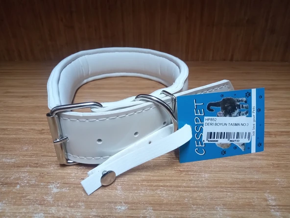 Köpek Deri Boyun Tasma No:3 Bej ürün görseli 1