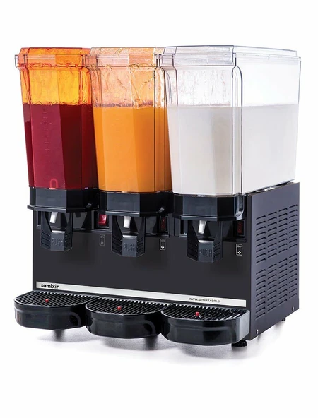 SAMIXIR Klasik Triple, 2 Fıskiyeli, 1 Karıştırıcılı Soğuk İçecek Dispenseri 20+20+20 Litre Siyah ürün görseli 1