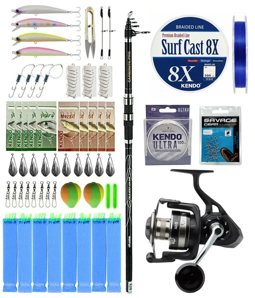 YekOutdoor Surf Olta Seti Okuma Carbonite Pro Tele Surf 420 cm Surf Kamışı&Savage Gear SGS8 8000 FD Olta Makinesi ürün görseli 1