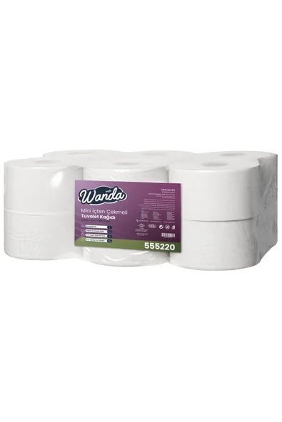 Wanda Soft Mini Cimri İçten Çekmeli Tuvalet Kağıdı 6 KG 132M Rulo - 12'lı Paket - 2 Katlı, 21cm Yaprak Eni ürün görseli 1