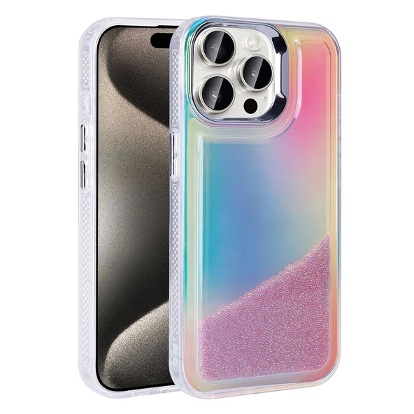 iPhone 15 Pro Kılıf Airbagli Renkli Arka Yüzey Hareketli Boncuk Tasarımlı Silikon Kapak ürün görseli 1