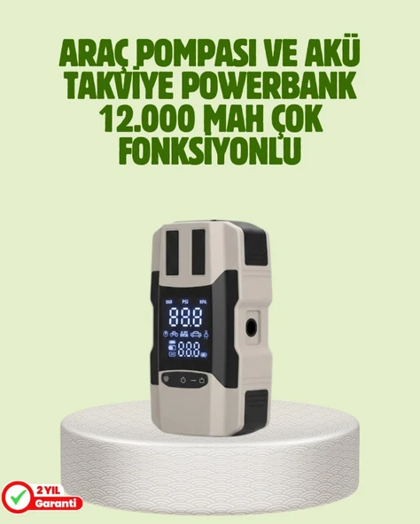 Araç Akü Takviye Cihazı Ve Lastik Şişirme Pompası 12.000 Mah ürün görseli 1