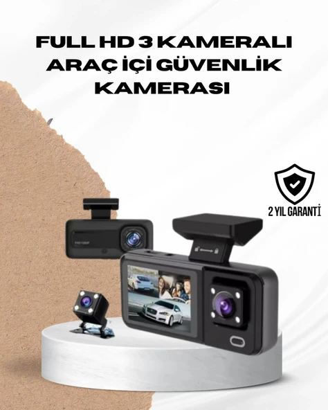 Wi-fi Bağlantılı Full Hd Araç Kamera Seti 3 Kameralı Park Koruma Ve Döngü Kayıt ürün görseli 1