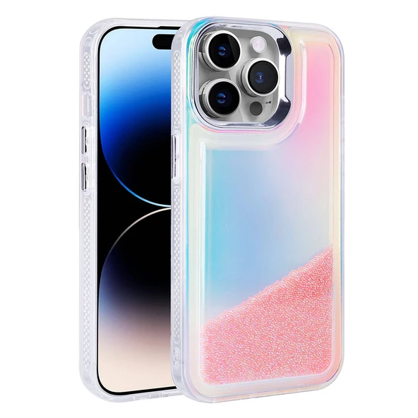iPhone 14 Pro Max Kılıf Airbagli Renkli Arka Yüzey Hareketli Boncuk Tasarımlı Silikon Kapak ürün görseli 1