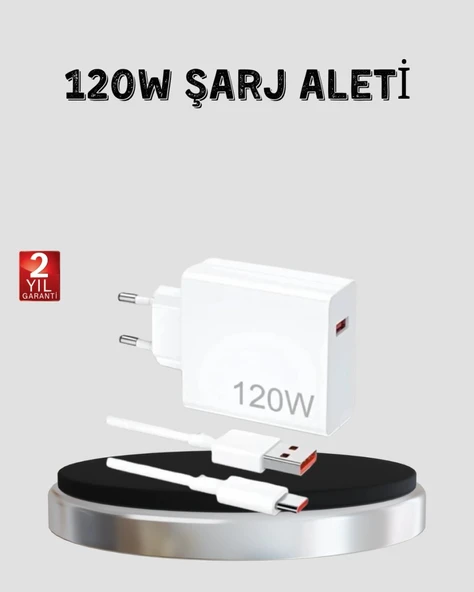 120w Hızlı Şarj Başlığı Ultra Güçlü Type-c Adaptör Kablo Dahil ürün görseli 1