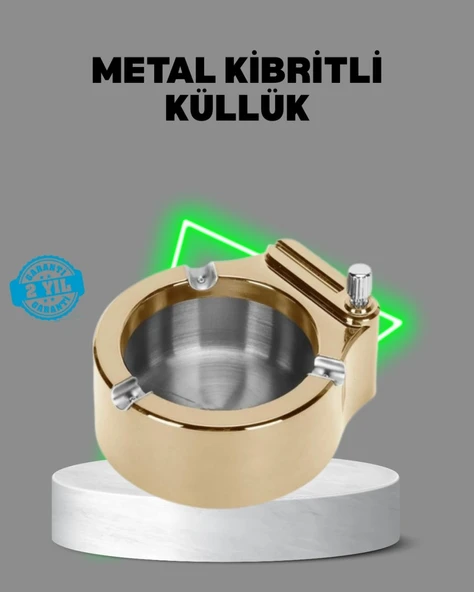 Çakmaklı Küllük Paslanmaz Metal Dayanıklı Tasarım ürün görseli 1