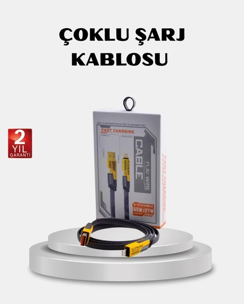 Usb-c Usb-a 4’ü 1 Arada Örgülü Kablo 65w Hızlı Şarj Metal Uç Dayanıklı ürün görseli 1