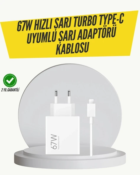 67w Turbo Hızlı Şarj Adaptörü Ve Type-c Kablo Güvenli Şarj Teknolojisi ürün görseli 1