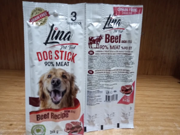 Lina Yetişkin Küçük Irk Köpekler Için Biftekli Stick x 3 Paket ( Toplam 9 Adet ) ürün görseli 1