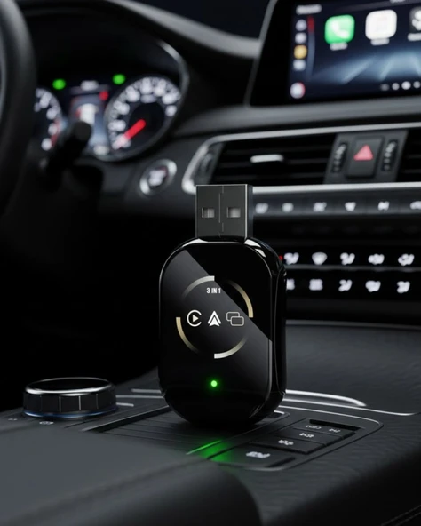Araç İçi Kablosuz Carplay Android Auto Airplay Adaptörü ürün görseli 1