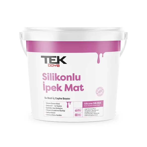 TEK SİLİKONLU İPEK MAT SİLİNEBİLİR İÇ CEPHE BOYASI 7,5 LT ürün görseli 1