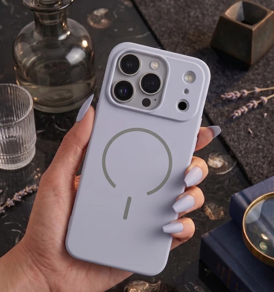 iPhone 17 Pro Max Kılıf Meta Lansman Magsafe Kamera Korumalı içi Kadife Yumuşak Renkli Süet Silikon ürün görseli 1