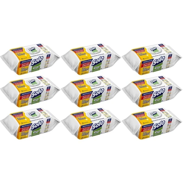 Solo Yüzey Temizlik Havlusu - Mendili 100 Yaprak Limon & Portakal Tazeliği (9 Lu Set) 900 Yaprak ürün görseli 1