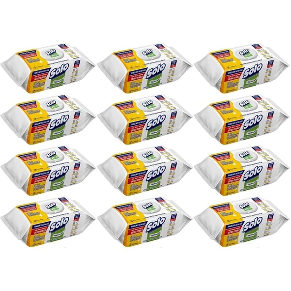 Solo Yüzey Temizlik Havlusu - Mendili 100 Yaprak Limon & Portakal Tazeliği (12 Li Set) 1200 Yaprak ürün görseli 1