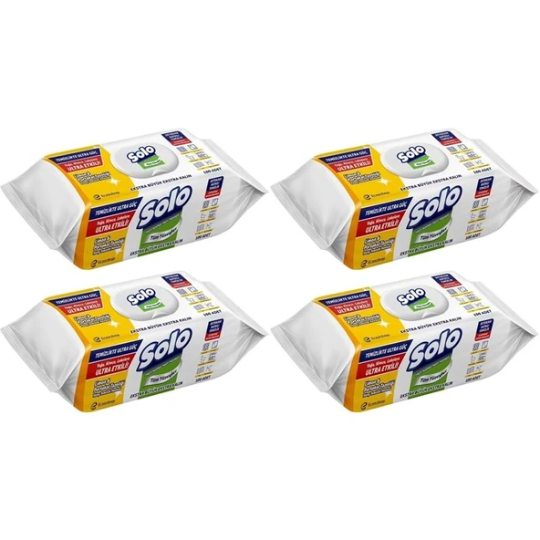 Solo Yüzey Temizlik Havlusu - Mendili 100 Yaprak Limon & Portakal Tazeliği (4 Lü Set) 400 Yaprak ürün görseli 1