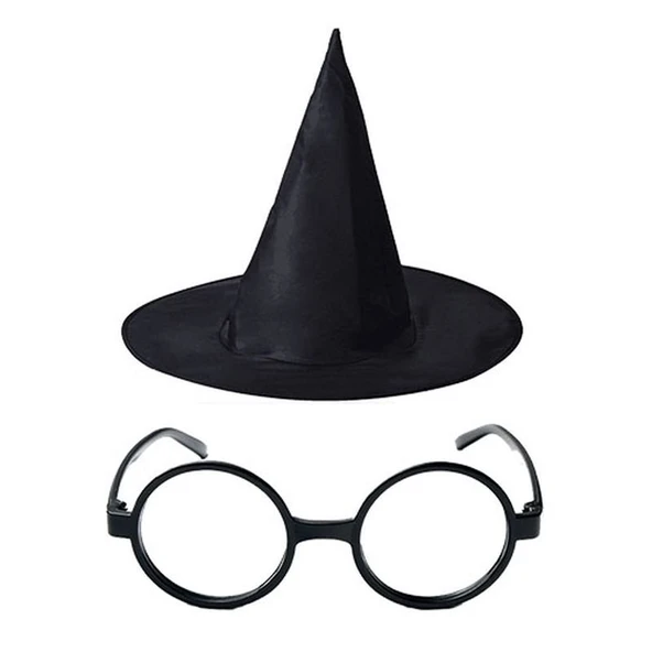 Harry Potter Büyücü Şapkası ve Harry Potter Büyücü Gözlüğü Siyah Renk ürün görseli 1