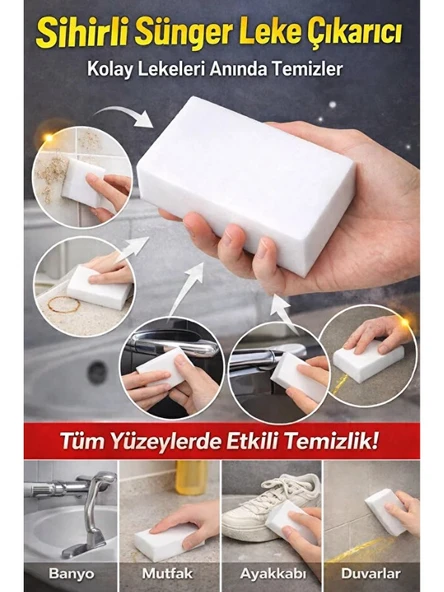 Mucit Home 3 Adet Melamin Sünger, Çizik Giderici Sünger, Duvar Temizleme Süngeri, Silgi Sünger, Sihirli Sünger ürün görseli 1