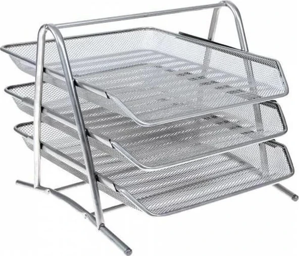 Bafix Evrak Rafı Metal Perforeli 3 Lü Gri ürün görseli 1